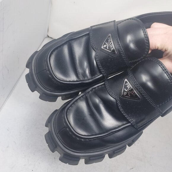 Prada Black MENS Chunky Monolith Lug Sole Platform Loafer - Picture 8 of 13